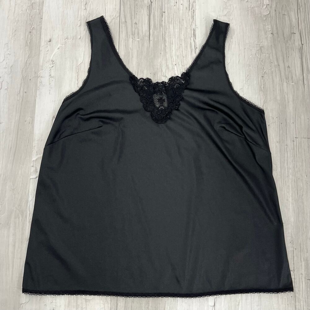 Patricia Lingerie Black Camisole Lace Trim Slip Top 38 90s Minimalist Chic Goth